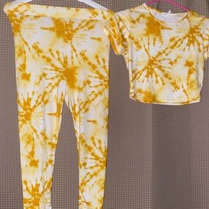 Ladies 2 piece tight set  tide dye design..a little belly would show